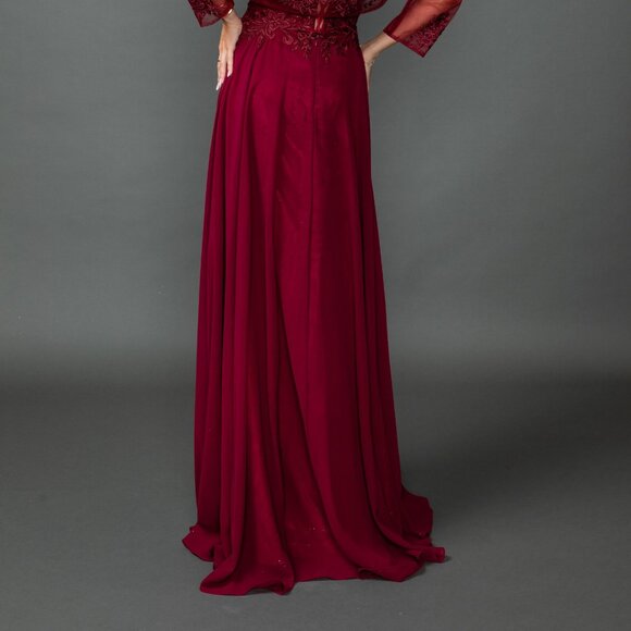 New A-Line Chiffon Mother Of Bride Dress w/ Lace Embroidery & Bolero DQ 4542 - Picture 8 of 8